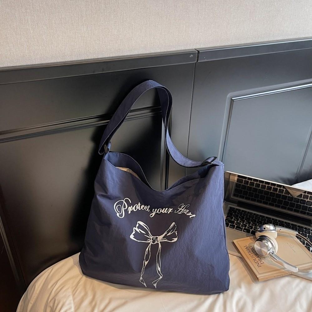 Nylon Women's Tote Bag Large Capacity Commute Bag Simple Bow Shoulder Bag  College Students