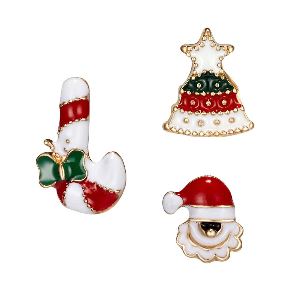 3pcs/set Christmas Tree Elk Snowman Alloy Brooch Fashionable Christmas Corsage Jewelry Accessory Party Festival Gift