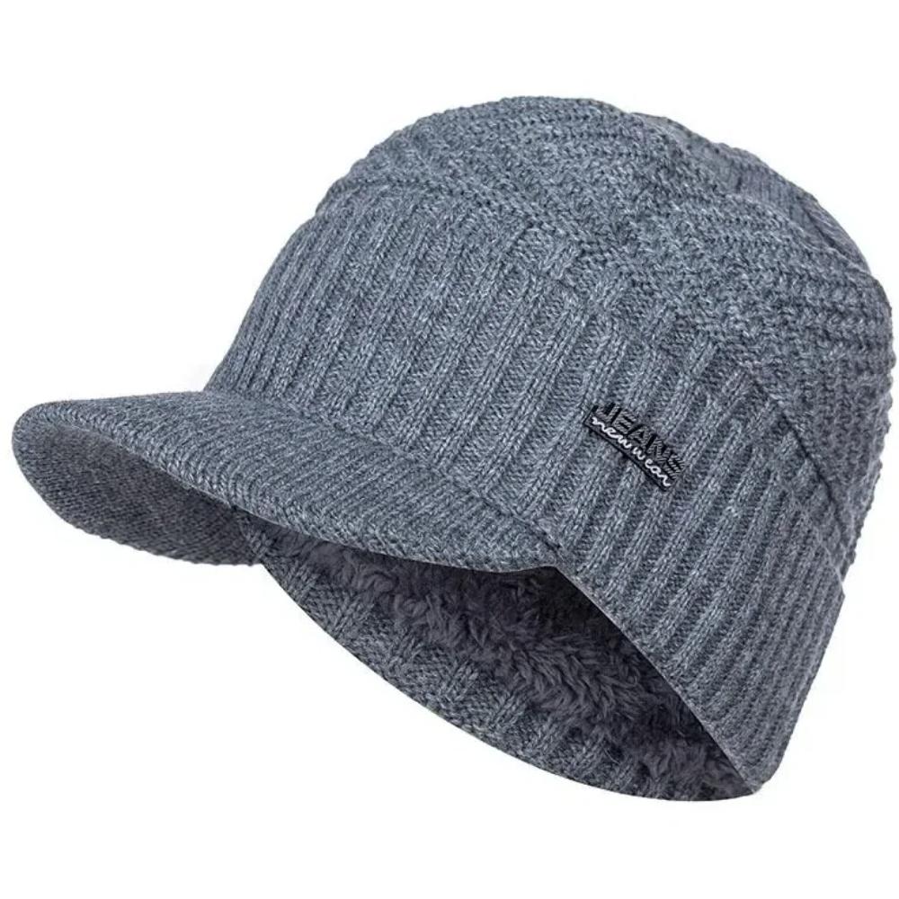 Hot Sale Unisex Warm Winter Hats Plush Fur Lined Warm Cap With Brim Outdoor Knitted Hats For Men & Women