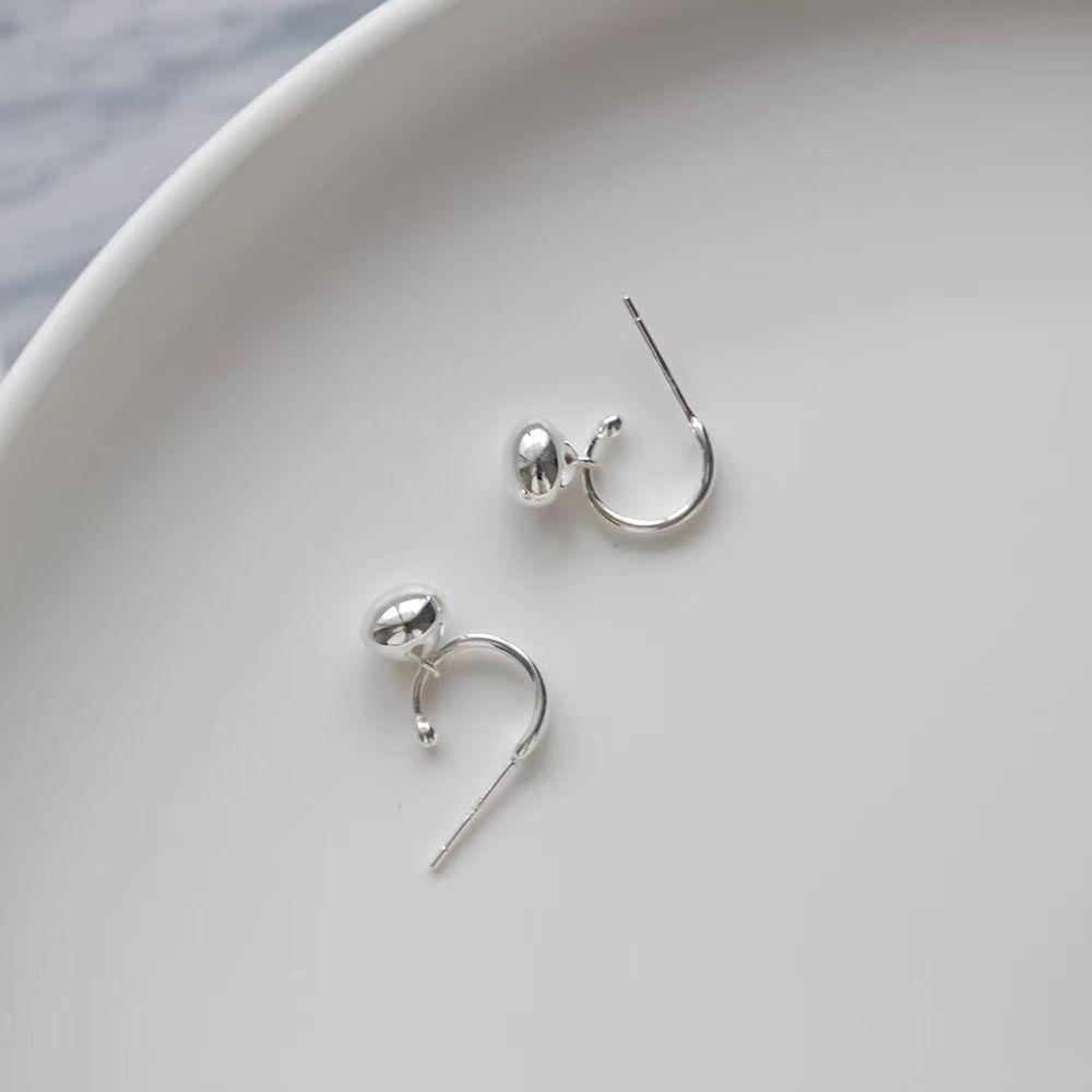 Little Silver Bean~ Wind Simple Premium Sense Full Body Sterling Silver Niche Earrings, Solid Bean Versatile Stud Earrings Women