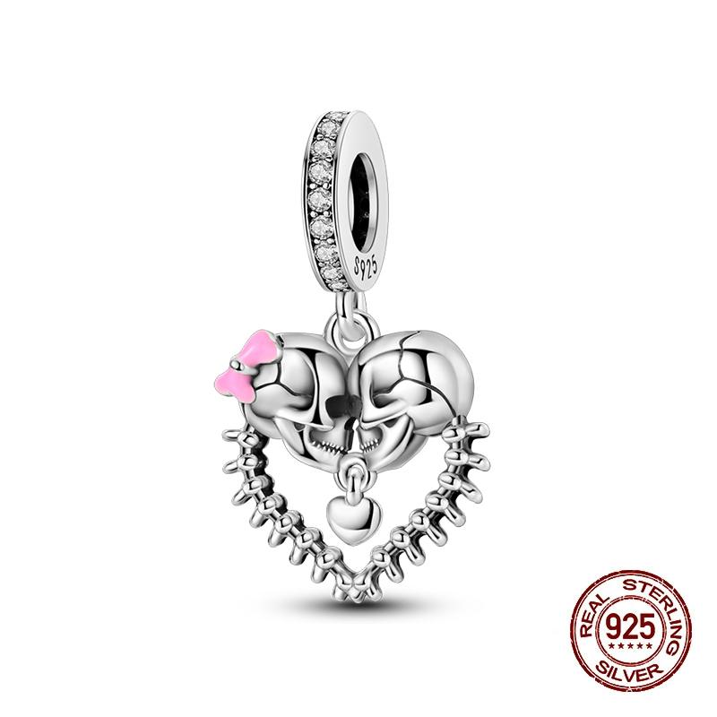 Halloween Charms Bead Copper Luminous Pumpkin Ghost Dangle Fit Bangle Bracelet Necklace Diy Jewelry