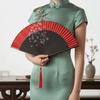 Chinese Style Blossom Printing Folded Fan Portable Retro Tassel Folding Fan Classical with Tassel Kimono Fan Wedding Party Decor