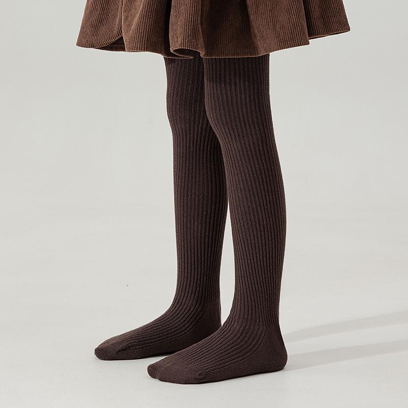 Children's TikTok Style Thin Fleece Tights - Autumn/Winter - Gray/Black Leggings