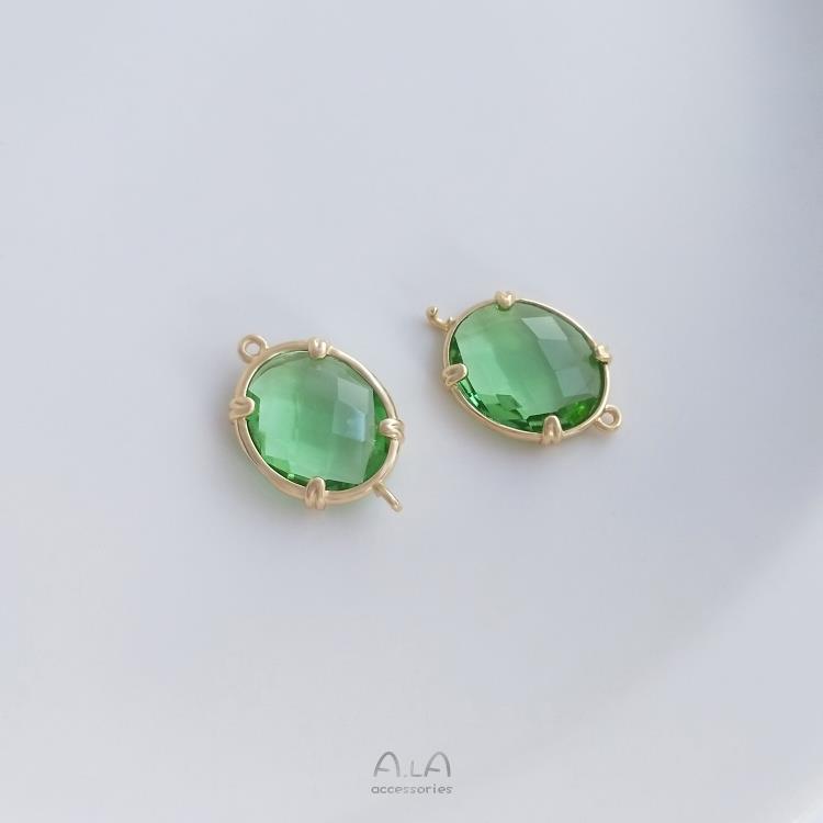 Oválný rámeček ze 14K pozlaceného kovu se zirkonem, dvojitý přívěsek pro DIY šperky