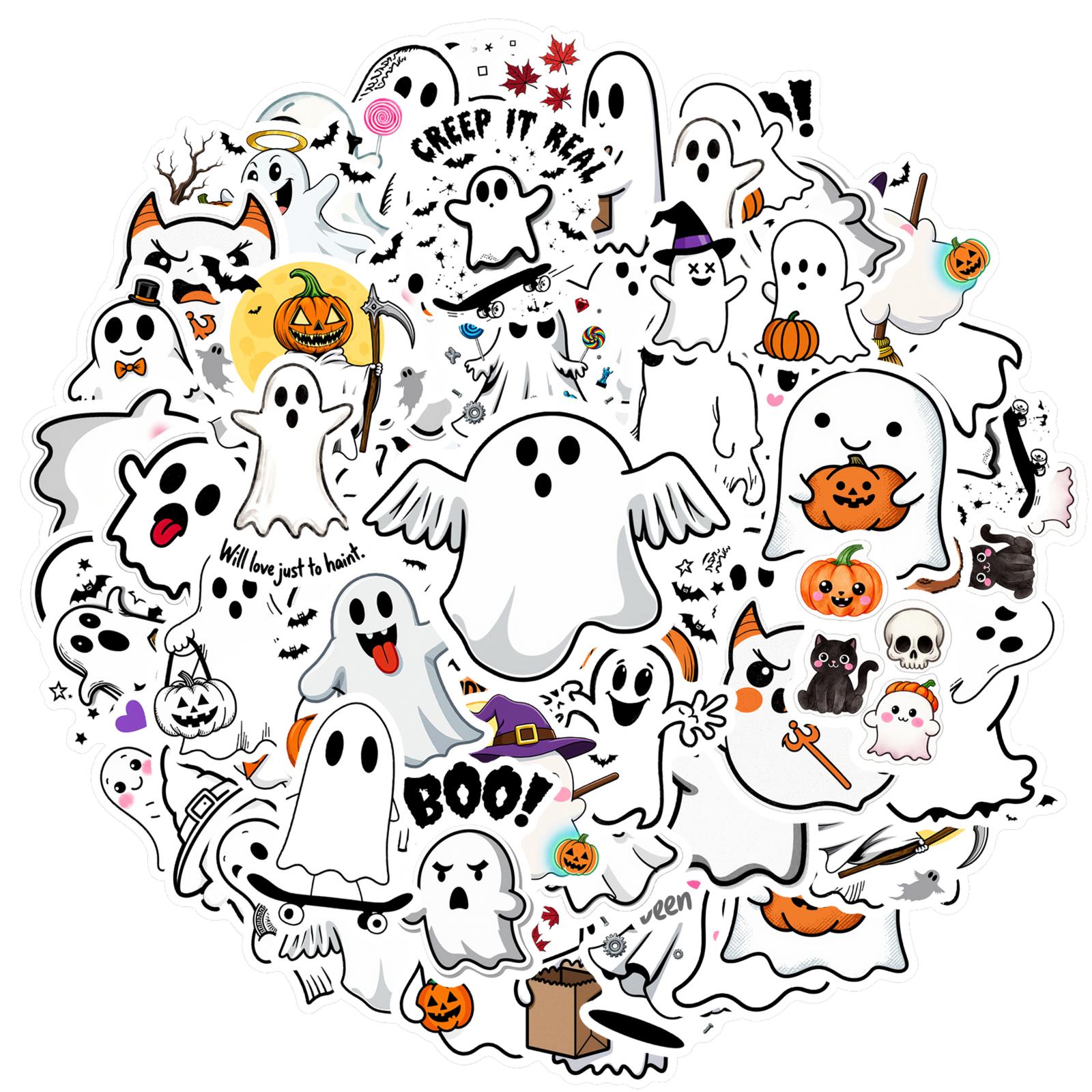 

35pcs Funny Ghosts Stickers Playful Spooky Stickers Ghost Stickers For DIY Phone Laptop Scrapbook Bike DIY Phone