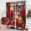 Classic Flat Printing Christmas Hot Curtains Digital Printed Polyester Drapes Party Decorations Use Set Of 2 Made