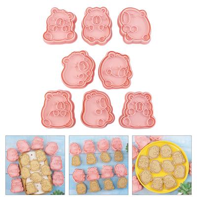 8pcs Capybara Cookie Mould Biscuit Fondant Embosser Stamp for Wedding Parties Plastic Cake Decorating Baking Supplies