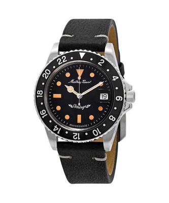 Mathy Vintage Automatic Leather Strap Black Dial H900ATLN 100M Men's Watch