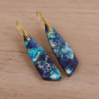 Colorful Teardrop Earrings Natural Imperial Jasper Sea Sediment Stone Gemstone Earrings