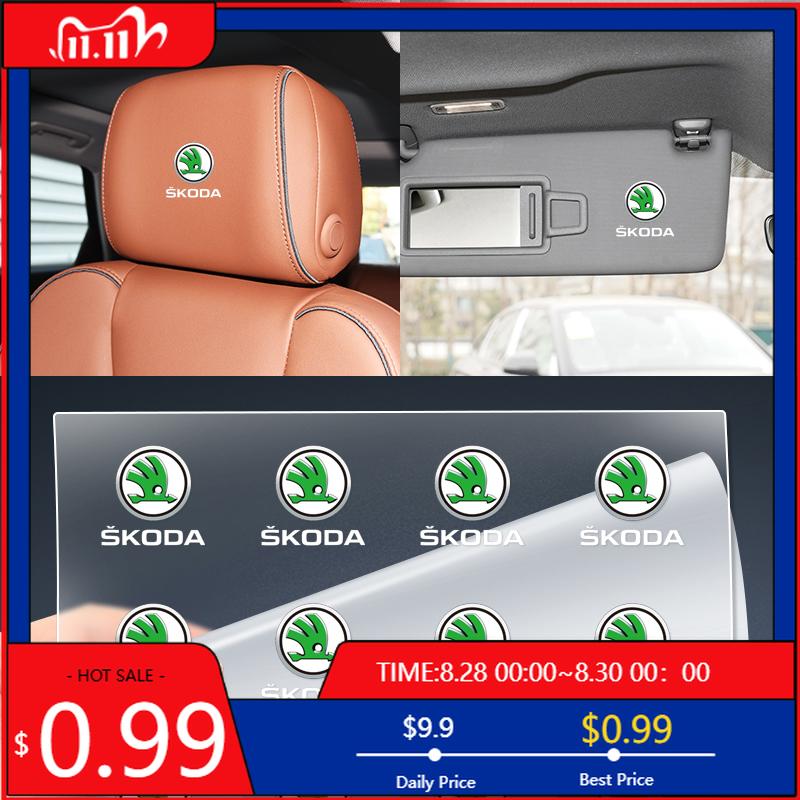 

Car Sticker Car One-click start Sticker Central control AC Knob Emblem Badge For Skoda Octavia Fabia Kamiq Kapoq Kodiaq Rapid SC 1pcs