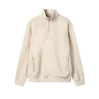 Fila Milano Series Trendy Fashion Sports Versatile Soft Comfortable Half-Zip Loose Sweatshirt Men Sweatshirt Wheat-Yellow Flower-Gray F11M545201FBG