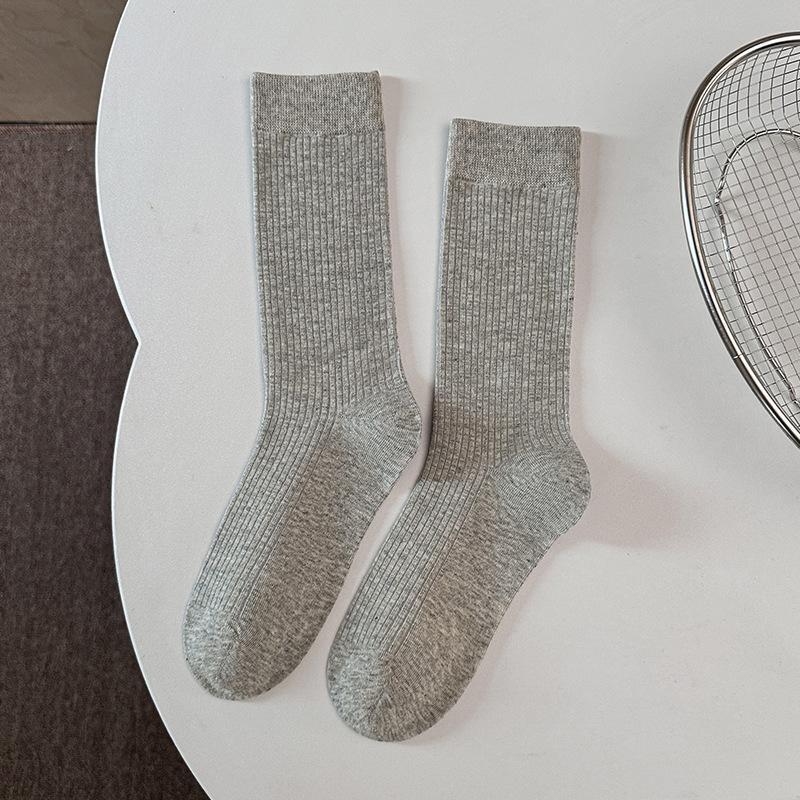 Ankela Red Socks for Women, Spring and Autumn, Mid-calf Socks, Cotton, Wine Red, Dark Red, Slender Long Socks