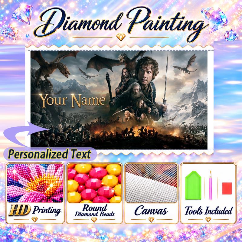 The Hobbit 5D DIY Diamond Painting Custom Name Text, Full Drill Rhinestone Mosaic Art Home Gift