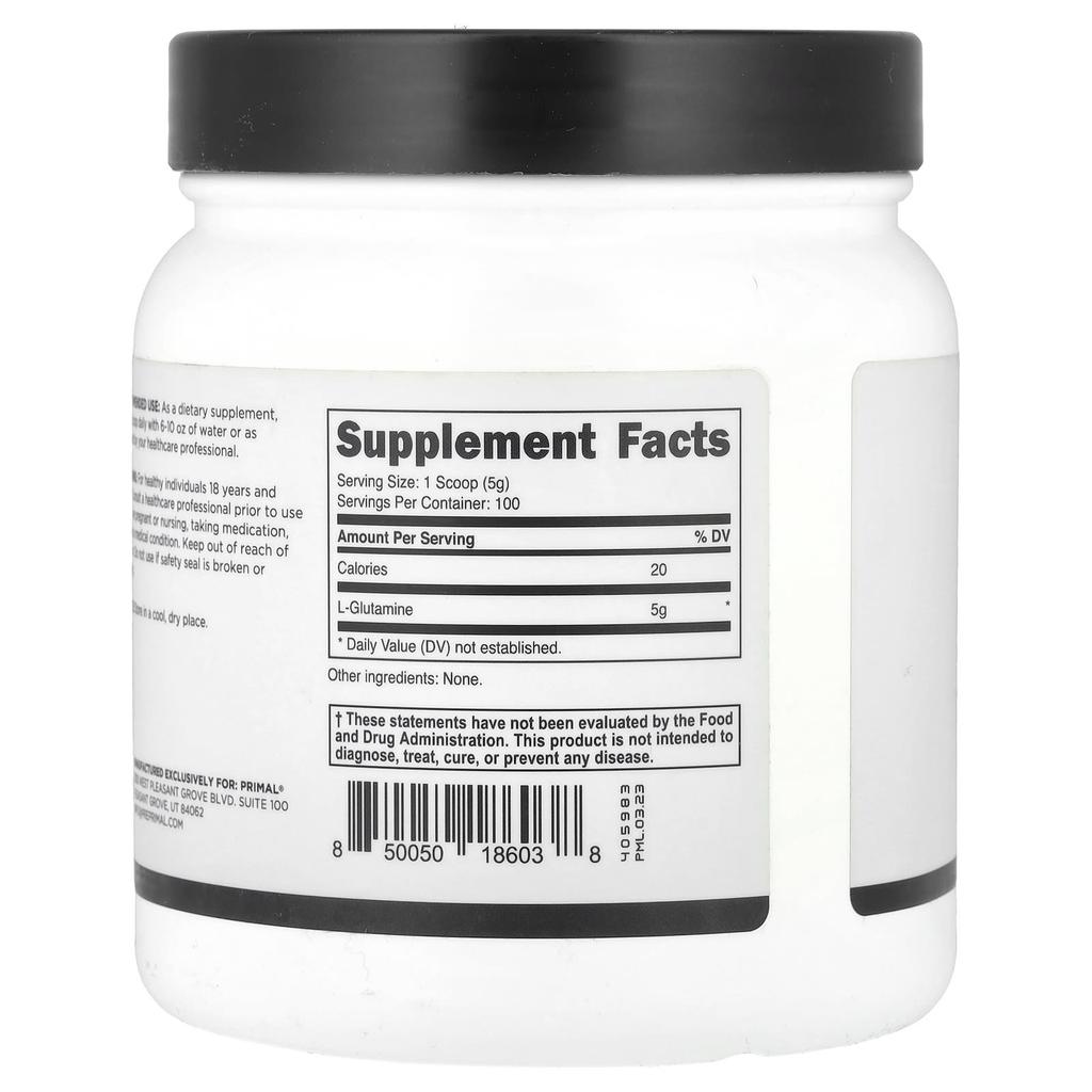 L-Glutamine Powder, Unflavored, 500G(17.6Oz)
