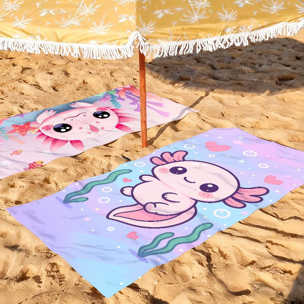 Axolotl Cartone Animato kawaii ASCIUGAMANO ROSA Asciugatura Rapida Asciugamani da Spiaggia Sono Adatti Per Piscine Campeggio Yoga E La Palestra
