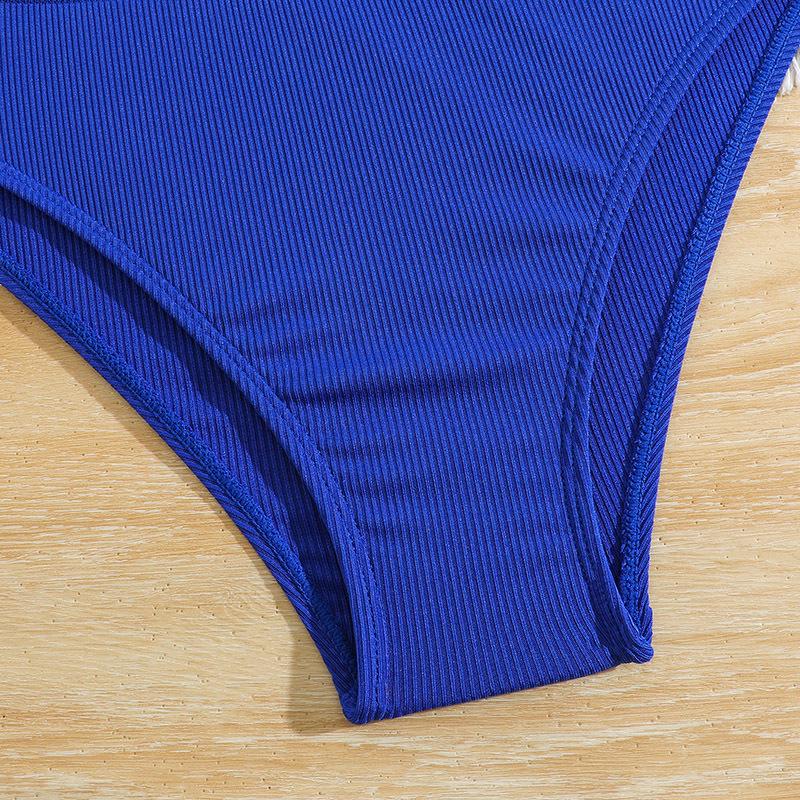 2024 European and American Girls' Solid Color Two-Piece Swimsuit - New Split Bikini Set