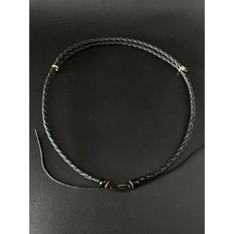 Dzi Bead Pendant Necklace: Amber, Leather & Woven Rope for Men & Women