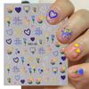 5D Nagelaufkleber mit Cartoon-Prägung und bunten Herzmustern, kindliche Aufkleber