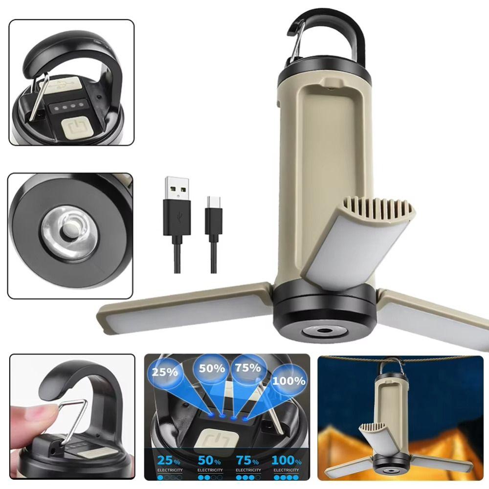 6 Modes Camping Lantern 3 Leaf Foldable Rechargeable Lantern Emergency Flashlight  Indoor Outdoor