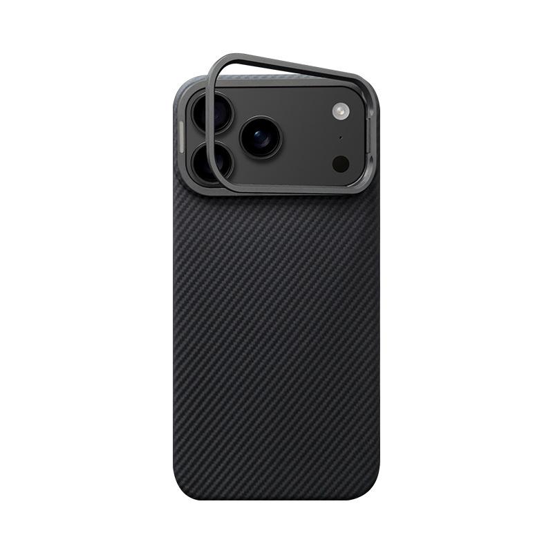 Aramid Fiber Phone Case for iPhone 17 Pro Max with Built-in Lens Holder Stand,Ultra Slim Protective Cover For Iphone 17 Pro Case