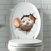 3D Maus durch die Wand brechend Toilettenaufkleber, Selbstklebend Abnehmbar Lustige Badezimmerdekoration für Toilettensitz Wanddekoration