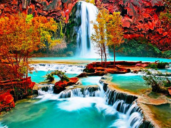 5D Diamond Painting Waterfall Full Square Round Diamond Embroidery Mountain Landscape Rhinestone Picture Home Decor