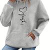 Women's Autumn and Winter Warm and Loose Casual Cross Pattern Printed Velvet Long Sleeved Hooded Sweatshirt