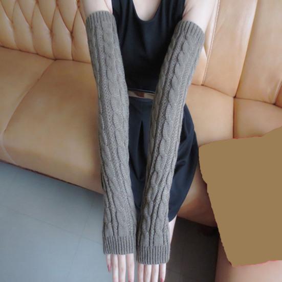 1 Pair Arm Warmers Fingerless Thumb Hole Super Soft Knitted Stretchy Cold Resistant Solid Color Winter Women Long Sleeves