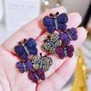 WWJ Creative Design Sense Flower Butterfly Retro Palace Style Micro-Inlaid Color Zircon Women's Party Drop Earrings