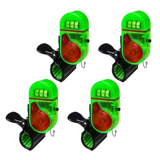 4 stk Fiske Stang Bitt Alarm Vanntett LED Varsel med Høy Summer Clip-On Elektronisk Nattfiske Sensor for Alle Stenger
