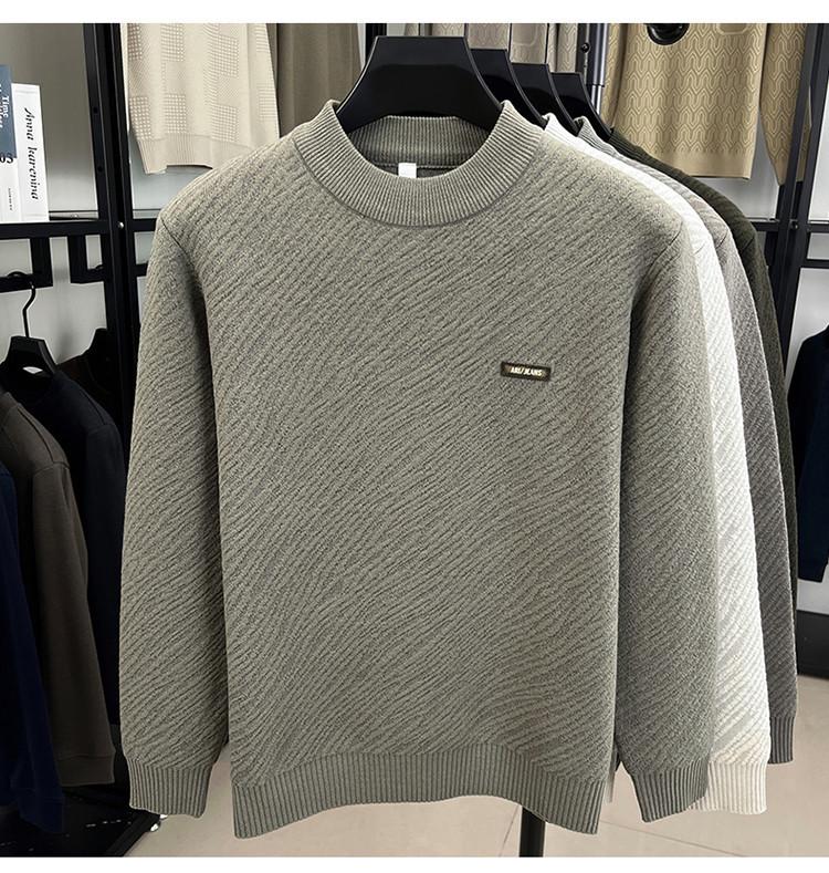 Herren Herbst/Winter Jacquard Strickpullover - Dick mit halbohem Kragen für lässige Wärme