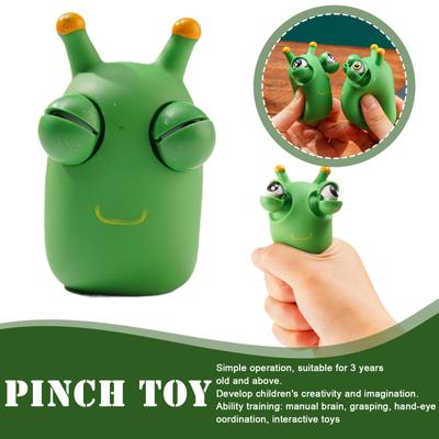 Green Eye Insect Squeeze Toy Grass Worm Pinch Toy Stress Reliever Antistress Fidget Toy Squishy Squeeze Toys Popping Out Eyes