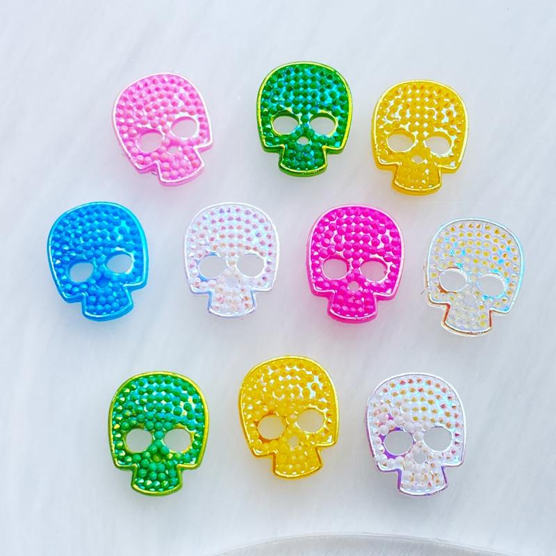 50Pcs New Kawaii Cute Shining Skull Flat Back Acrylic Cabochons Scrapbooking DIY Jewelry Craft Decoration Accessorie