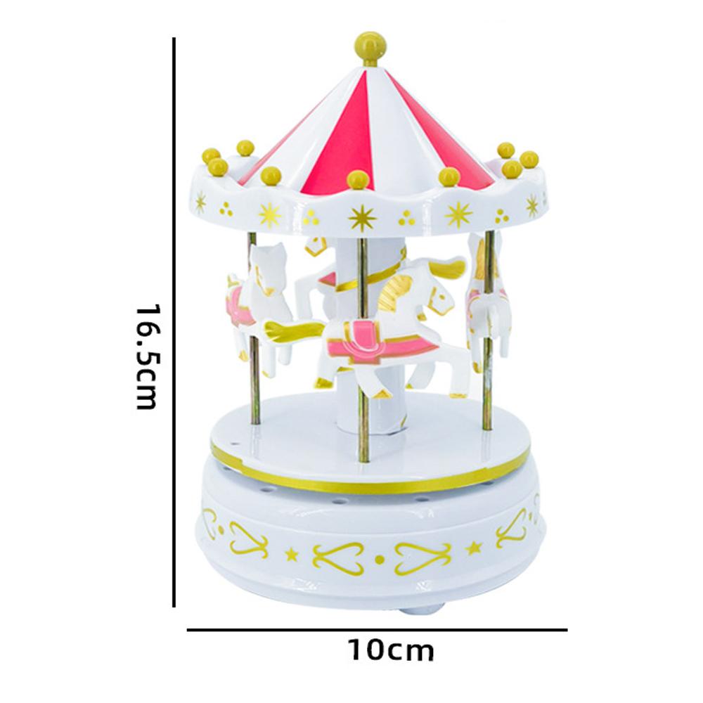 Carousel Music Box Cake Decorative Ornament Baby Birthday Gift Toys Desktop Carousel Toys Handwork 4 Horses Music Box Gifts