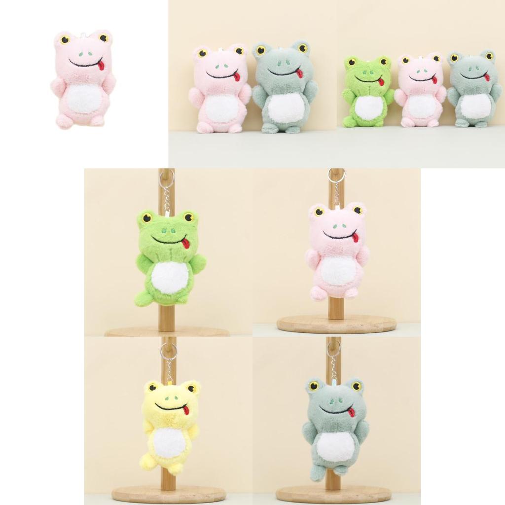 Cute Green Frog Plush Toy Keychain Short Plush Stuffed Animal For Bags And Weddings
