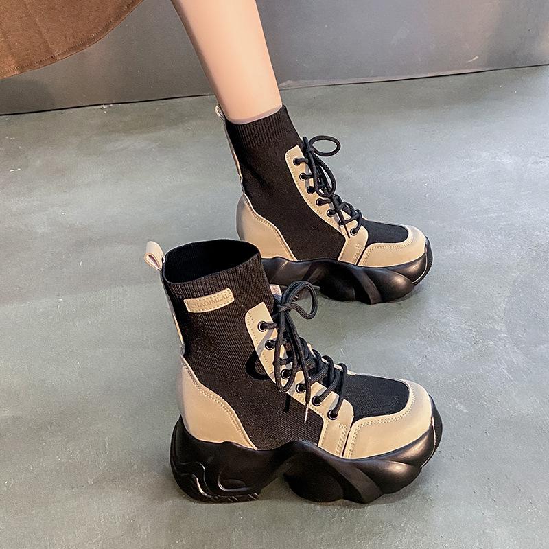 

Martin boots women s autumn 2025 new Internet celebrity super fire thick-soled inner heightening short boots Korean version elastic socks boots 39