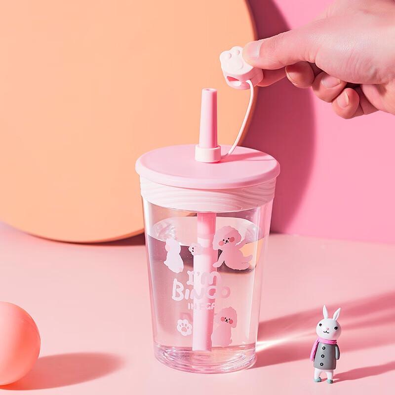 FUGUANG Kids Portable Glass Water Bottle with Straw