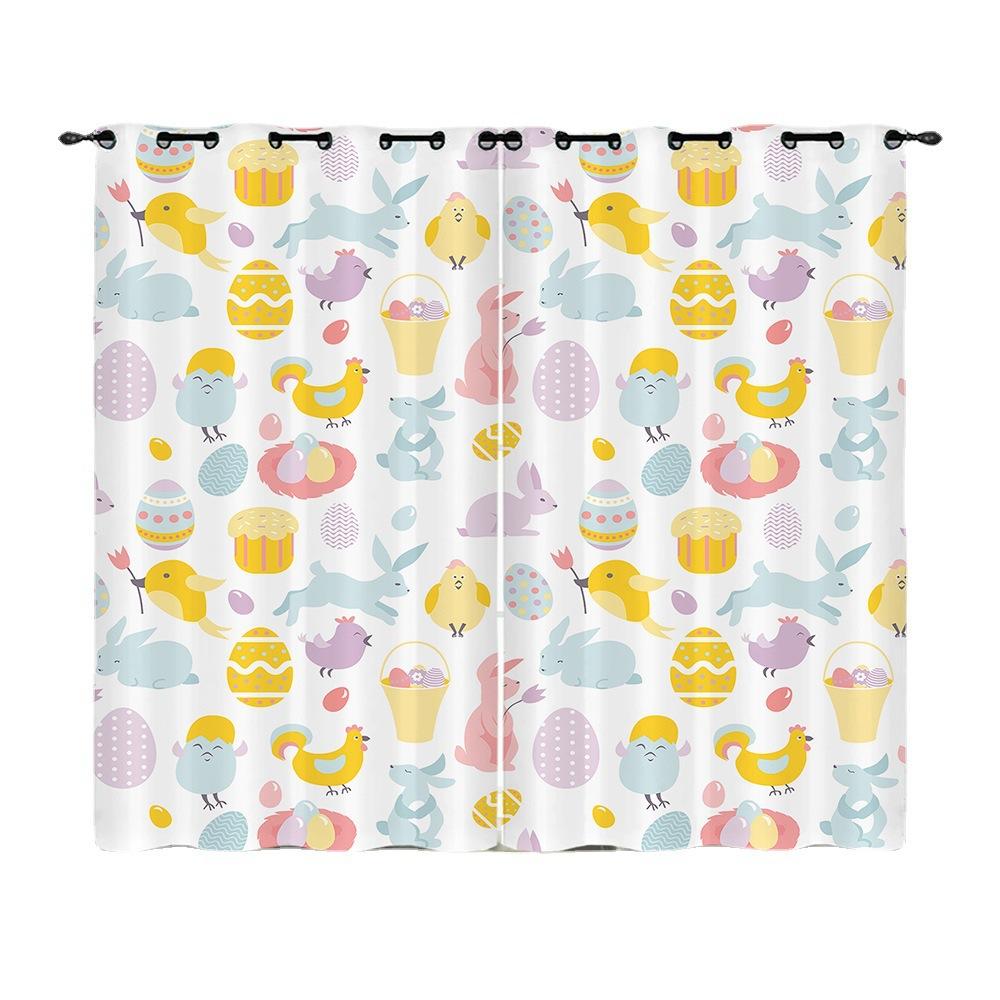 Curtains Animal Rabbit Egg Easter Curtain Digital Printing Blackout Curtain No Punching