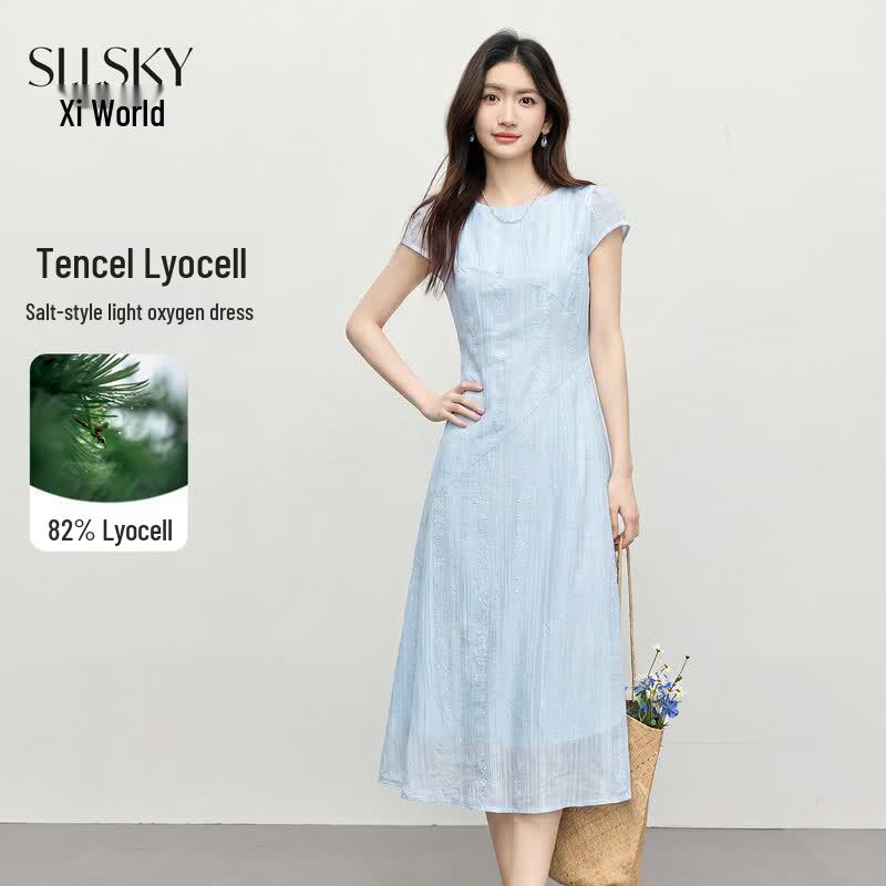 sllsky French Style Tencel Midi Vacation Dress 2XL