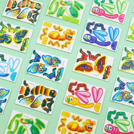 100Pcs/Set Kids 3D Puzzle Toy Number Animal Dinosaur Airplane Tank Spinning Top Cognition Jigsaw Assembly Educational Game Kit