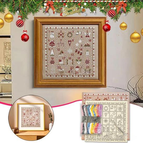 Weihnachts-Adventskalender Kreuzstich-Set 25 Tage Countdown bis Weihnachten Stick-Set Weihnachtsgeschenke für Erwachsene