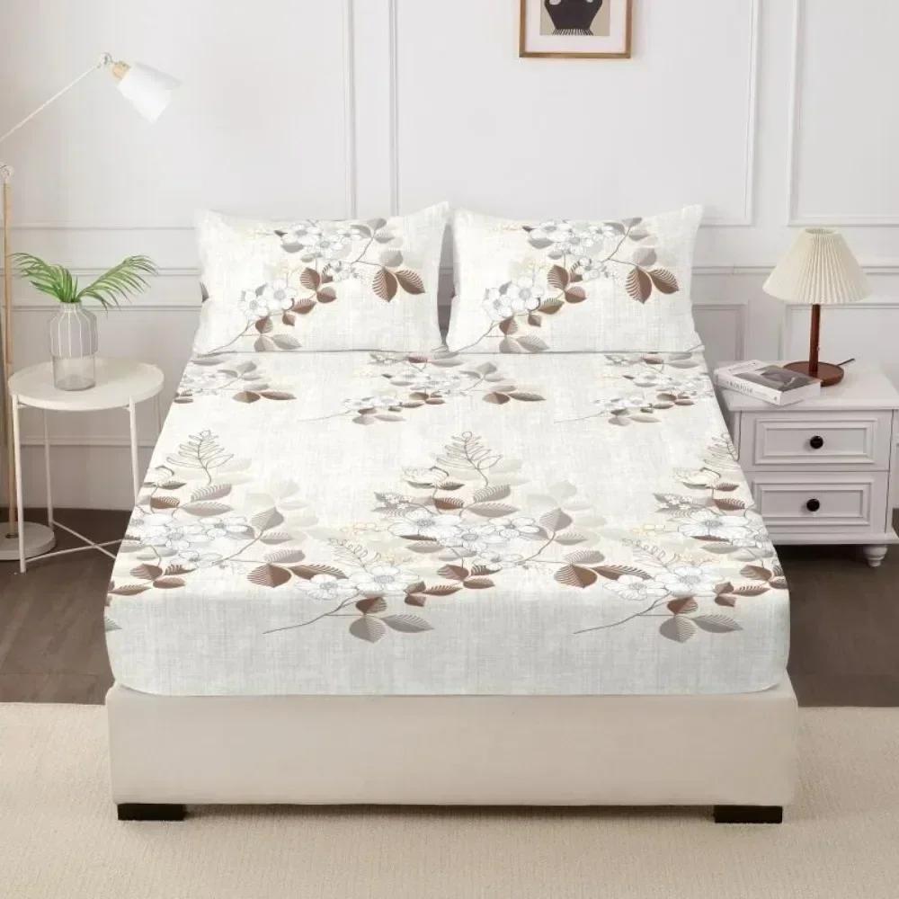 1PC Printed Fitsheet Single Double Twin Queen Size Mattress Cover with Elastic Band Bedsheet Soft Comfortable Fitted Sheet