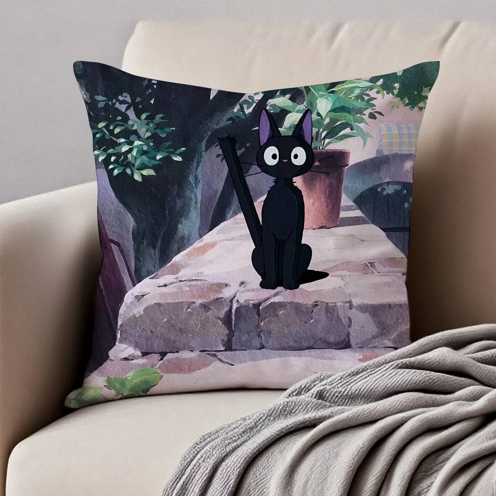 Cute Cat J-Jiji Pillow Case Anti-dustmite Pillowcase Invisible Zipper Silky Short Plush Sofa Cushion Cover