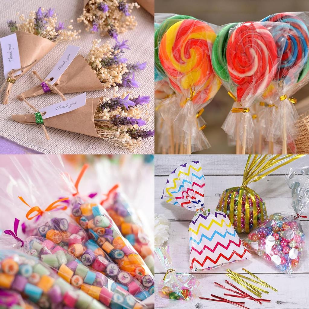 Reusable Metal Twist Ties Gold Silver Crafts Binding Wire for Candy Treat Bags Party Gifts Wrapping Ribbon Tie Plant Flower Ties