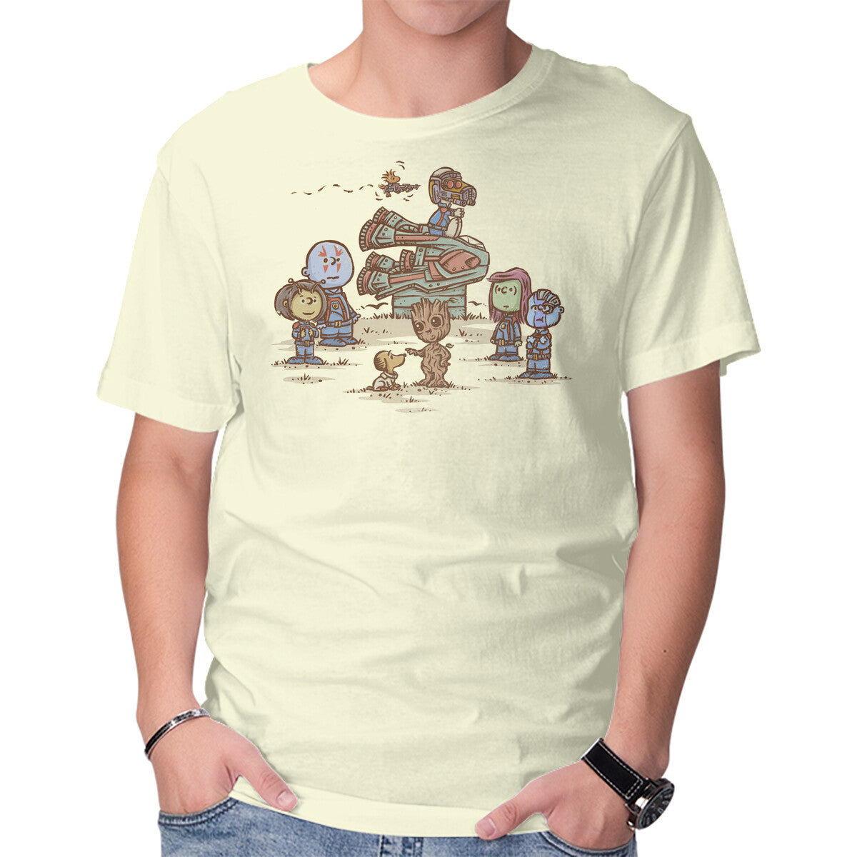Unisex Crew Neck T-Shirt Guard Dog Of The Galaxy Graphic Short Sleeve Casual Tee M