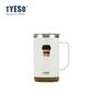 Tyeso 710ml Thermoses Wood Grain Base Desktop Office Large Capacity Covered Drinking Cup Stylish Functional for Home Work with Coffee Sticker