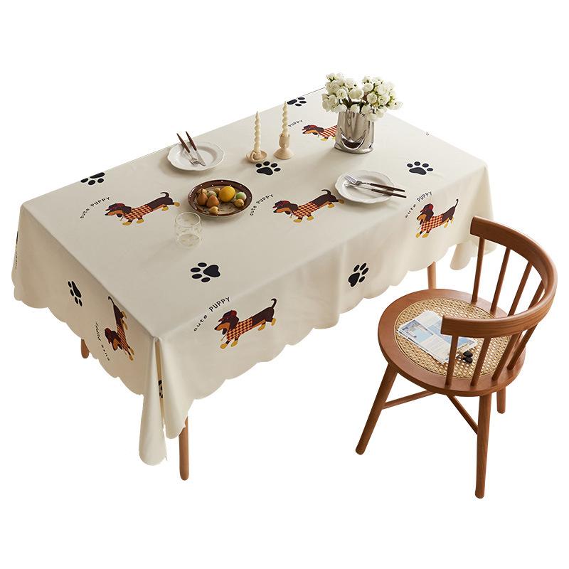 Special-Shaped Waterproof Cartoon Dopamine Table Cloth Living Room Coffee Table Desk Peach Skin Velvet Light Luxury Anti-Scald Tablecloth Decoration