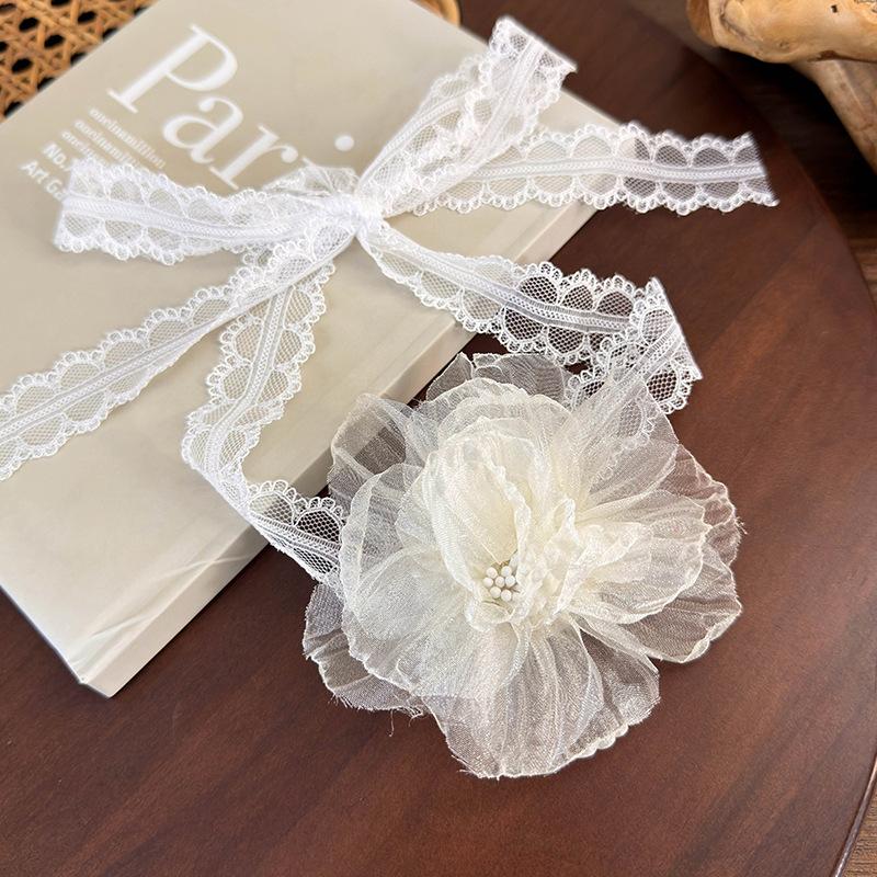 

Кружевное ожерелье с цветочным принтом, повязка на голову, супер камелия, весеннее новое колье на шнуровке бежевый