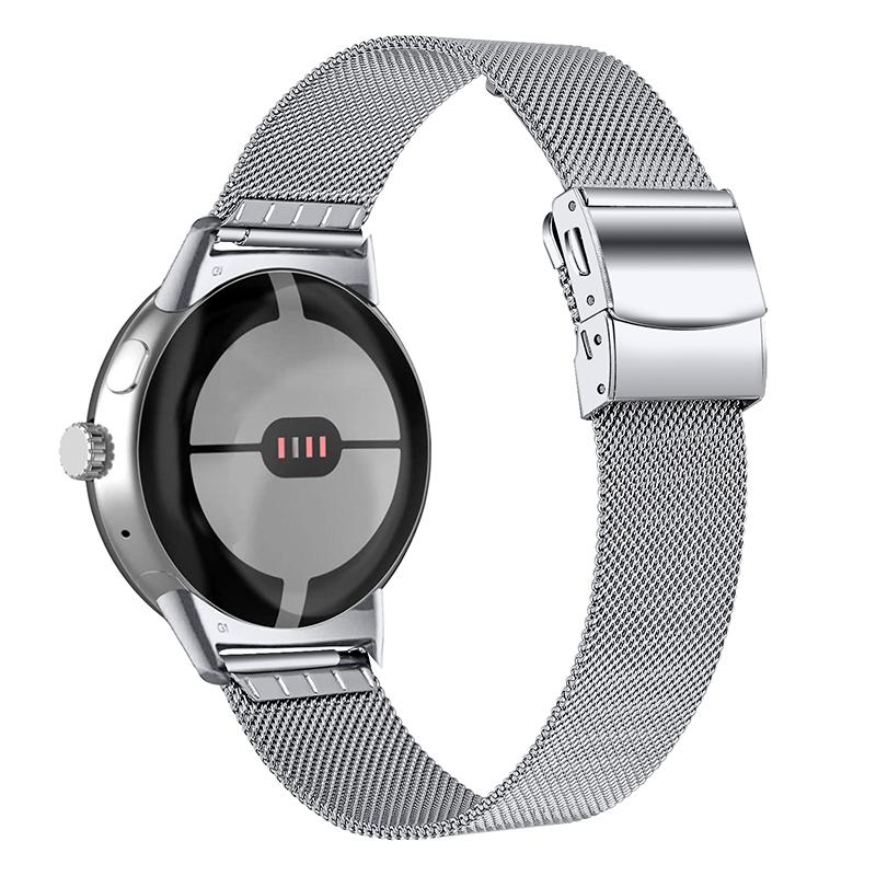 

For Google Pixel Watch 3 41mm/Watch 2/Pixel Watch Stainless Steel Mesh Milanese Strap Adjustable Wrist Band with Closure Buckle Silver