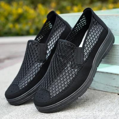 Summer Men Shoes Mesh Breathable Male Casual Flats Shoes Slip On Men Loafers Non-Slip Work Shoes 2025